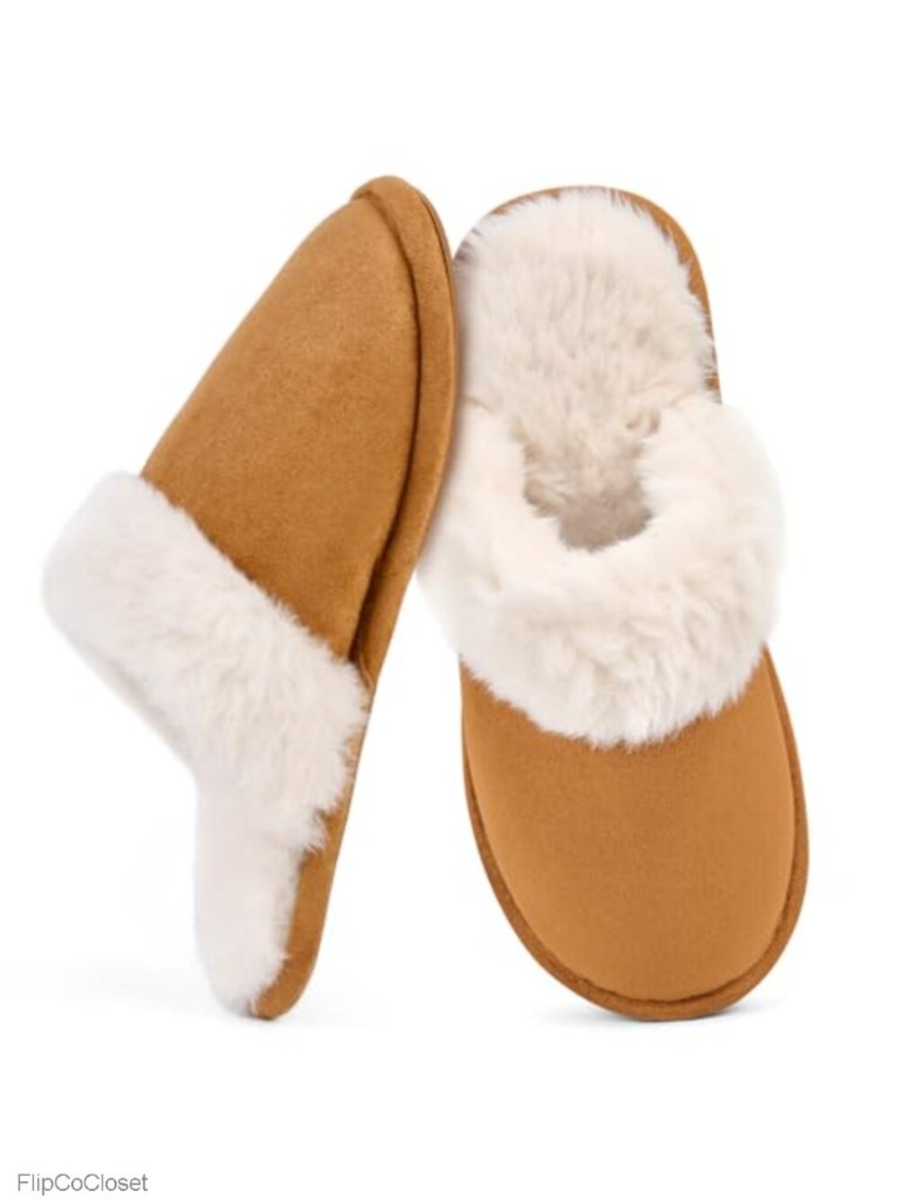 Fuzzy Plush Fleece Lined Winter House Slippers Memory Foam Anti-Slip